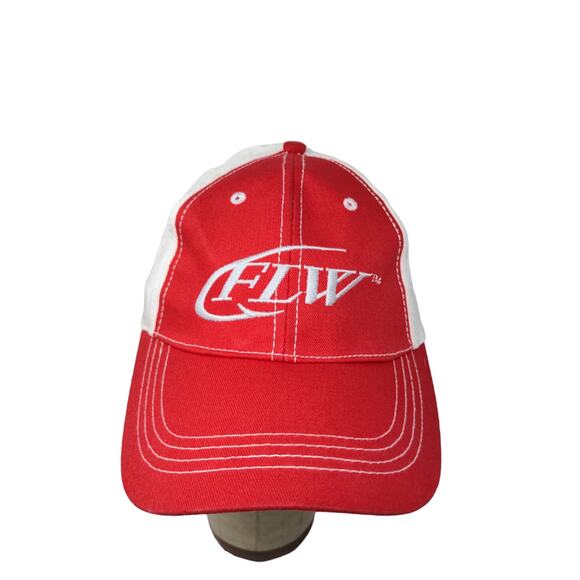 FLW Major League Fishing Strapback Hat Red & White Embroidered Logo SEE DESC - Picture 1 of 9